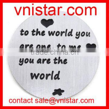 Vnistar 22mm Stainless Window Plate Fit Locket to the world you are one, to me you are the world AC511