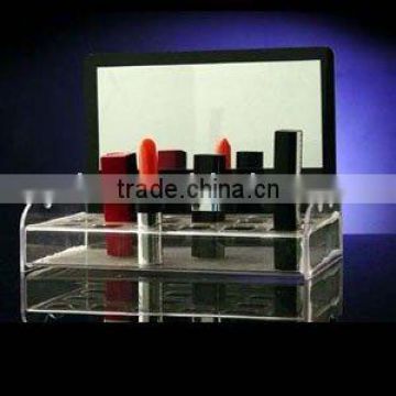 custom transparent acrylic cosmetic lipstick display container with mirror