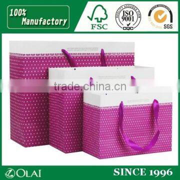 Good Quality Pink Gift Paper Bag with Ribbon Handle