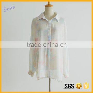 lady oversize clothing colorful chiffon shirt long sleeve top                        
                                                                                Supplier's Choice