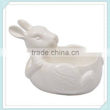 White Ceramic Bunny Candy Bowl