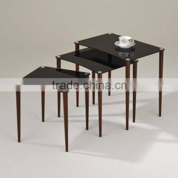 Metal Nesting Table/ Black Glass Coffee nesting table