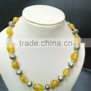 Yellow Onyx gemstone beads necklace