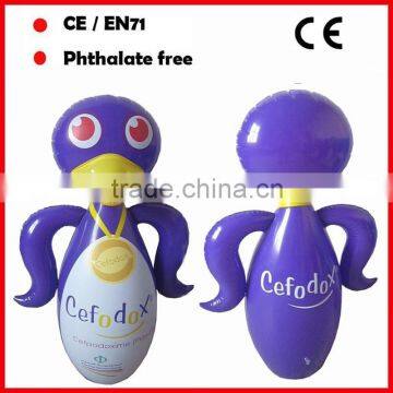 PVC inflatable mascot tumbler toys for kids with sand base