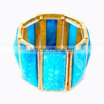 Fashion blue resin Cuff Stretch Bracelet Costume Bracelet