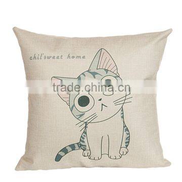 Home Decorative Cat Printing Linen Cheap Cushion Cover photo-3