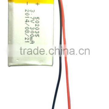 Small Rechargeable Lithium Polymer Battery 502035 300mAh 3.7V