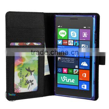 Book Style Wallet Case For Nokia Lumia 730 Case ,PU Leather Case For Lumia 730 Black