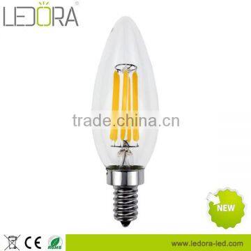 UL 2w 4w 6w All glass Dimmable E12 filament led bulb UL listed