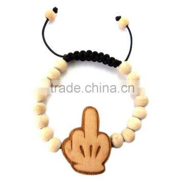 Good Wooden MID FINGER Pendant Adjustable Bracelet