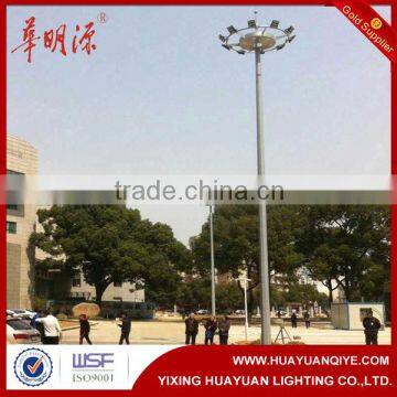 30m Q235 hot dip galvanized high mast flood light pole/tower with auto lifting system