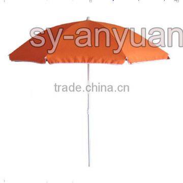 6.5 feet orange color polyester fabric unbreakable outdoor beach umbrella parasol with sun protection