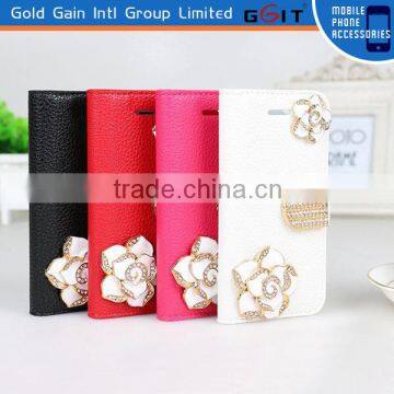 Lichee Pattern Leather and PC Case With Rose for Sony Xperia C 1509 With Stand Holder