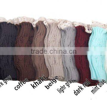 Trendy 2014 winter knit lace women crochet boot cuffs