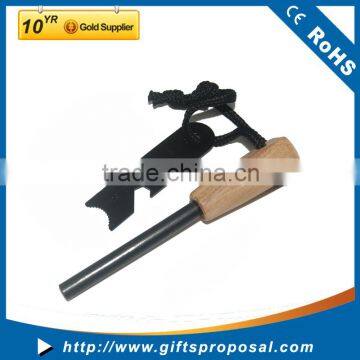Wooden Material New Fire Starter Outdoor Survival Rod Magnesium Stone Flint Kit