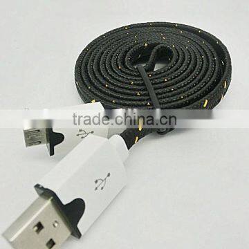 data sync&charging flat silk braid micro cable