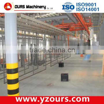 Electrostatic fluidized bed powder coating line