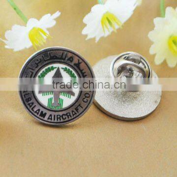 Round soft enamel metal badge with silver-plated