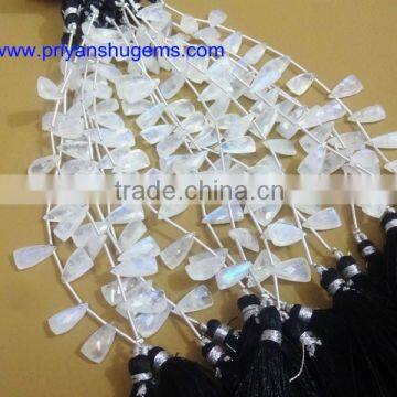 White Rainbow Faceted Elongated Pyramid 8*15 mm 74 Cts Faceted Elongated Pyramid 6" Strand Length Natural Gemstones photo-2