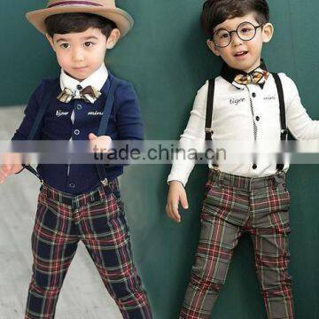 2015 spring boy's cotton shirt with tie and coogan set