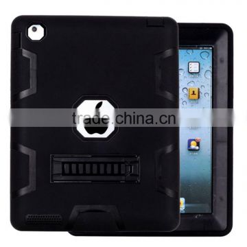 For iPad 234 Shockproof rugged rubber case with kickstand