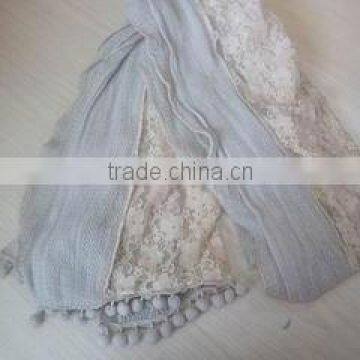 fashion lady's knitted scarf with lace