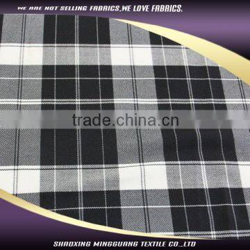 New model twill gray white black check pattern polyester rayon t shirt fabric types