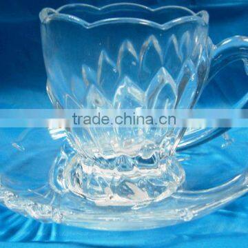 hot sell glass cup and saucer set