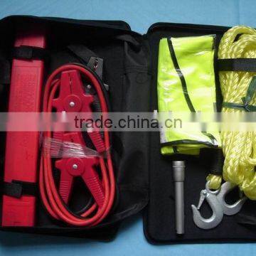 Car roadside emergency tool kit with black bag