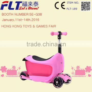 New patent fulaitai 3 in 1 seat scooter for kids with best container