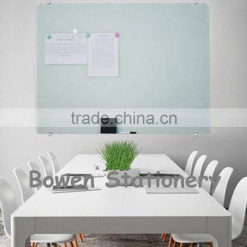 school anti-glare dry eraser glass whiteboard with pen shelf in