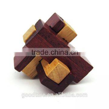 2015 Hot Sale Wooden IQ Intelligent Puzzle Magic Puzzle Kongming Lock Brain Teaser Model Number GAD1117