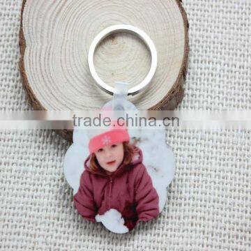 Flower shape wooden keychain for heat transfer printing