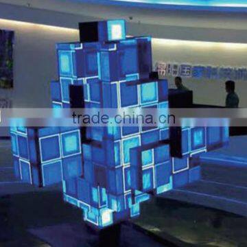 For indoor Top projects, LED cube with rotating system