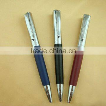 Self-inking Stamp Pen Leather Roller Pen in Aluminum Sheet Gift Box