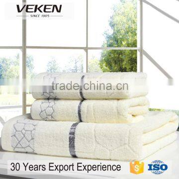 veken products high quality bamboo fiber jacquard towel set