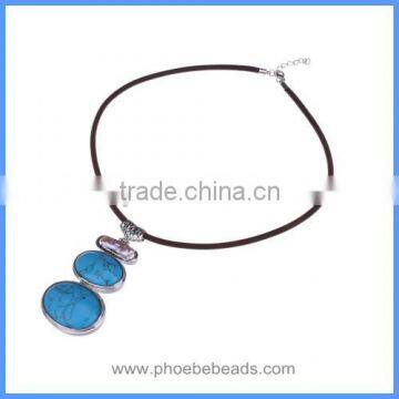 Wholesale Retro Vintage Cheap Blue Turquoise Semi Precious Gemstone Simple Charm Choker Necklace GN-DQ064