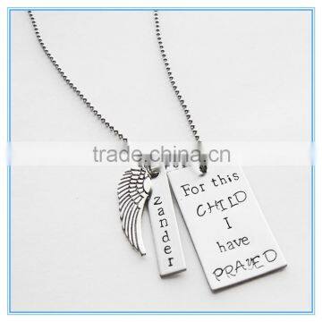 For this Child Stainless Steel Necklace with Wing