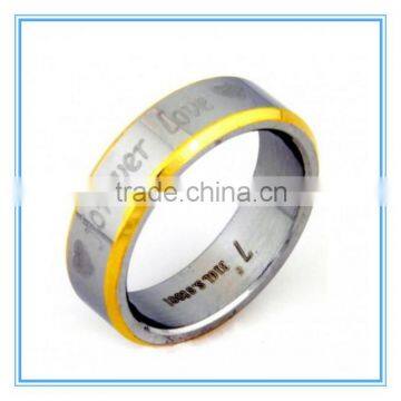 "Forever Love" Gold Edge Stainless Steel Wedding Band