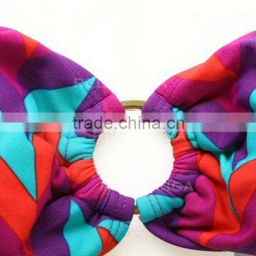 RELLECIGA Colorful Wavy Pattern Bandeau Top Bikini Set Swimwear With Goldtone Hardware Ring Decos photo-4