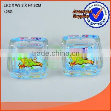 Cheap square decaled or clear glass ashtray
