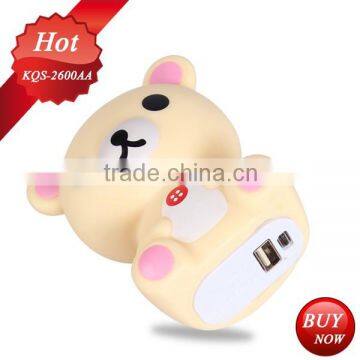 cute Teddy power bank 2600mAh back up charger battery can use to gift