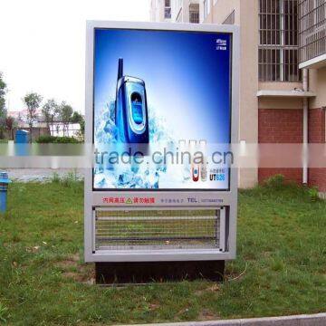 outdoor scrolling advertising light box/prefab outdoor advertising light box with stand