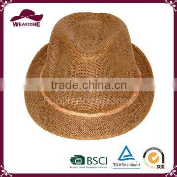 Hot Selling 100% Polyester Weaving Fabric Fedora Hat photo-2