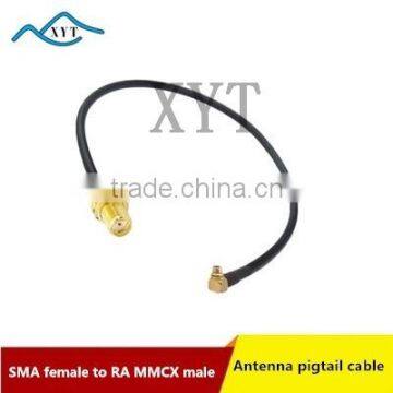 Factory Price SMA female to MMCX male Right Angle RF coax Rg174 pigtail cable