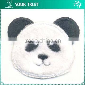 Black White Fluff Panda Iron-on Custom Embroidery Badge Patches