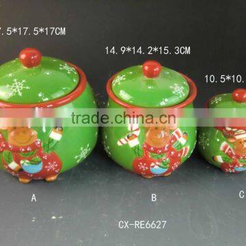 Custom ceramic snowman cookir jar Christmas candy jar