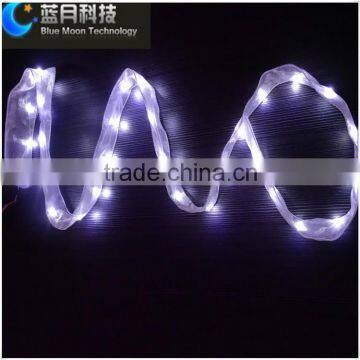 White color ribbon covered white light SMT machine made copper wire lighting string