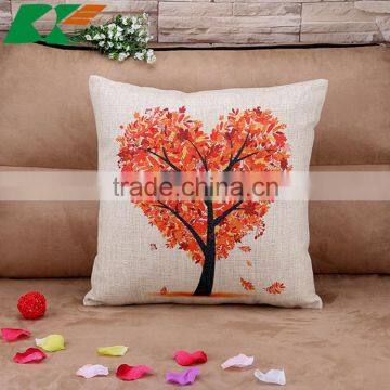 Plain Natural Maple Tree Design Cotton And Linen Cushion Cover