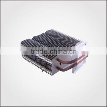 Aluminum insert fin heat sink/heatsink with pressed 2 pcs copper heat pipes